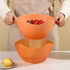双层塑料洗菜盆沥水篮厨房备菜碗料理盆洗水果沥水客厅果盘