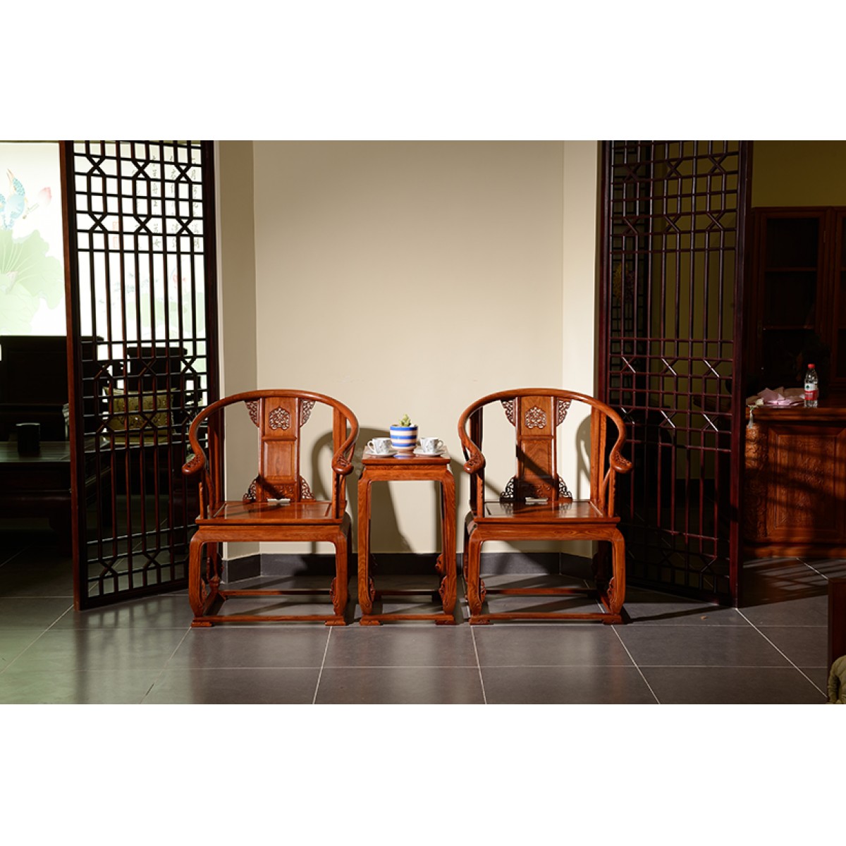 刺猬紫檀国标红木皇宫椅三件套实木家具古典客厅