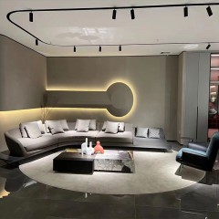 意大利轻奢沙发极简设计弧形转角异形大平层沙发