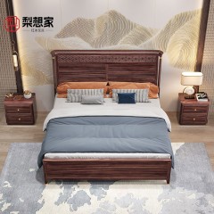 新中式全实木床家用乌金木卧室储物婚床1.8m双人床全实木大床