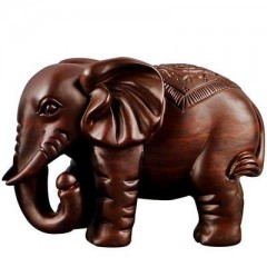 厂家直供 一件也是批发价 大象摆件一对木雕工艺品实木木头防古小象家居装饰黑檀木吉祥摆设30公分