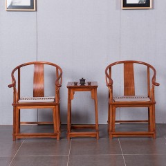 红木家具缅甸花梨木圈椅三件套中式太师椅花梨木