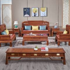 红木家具新中式刺猬紫檀国色天香沙发中小户型实木客厅组合花梨木