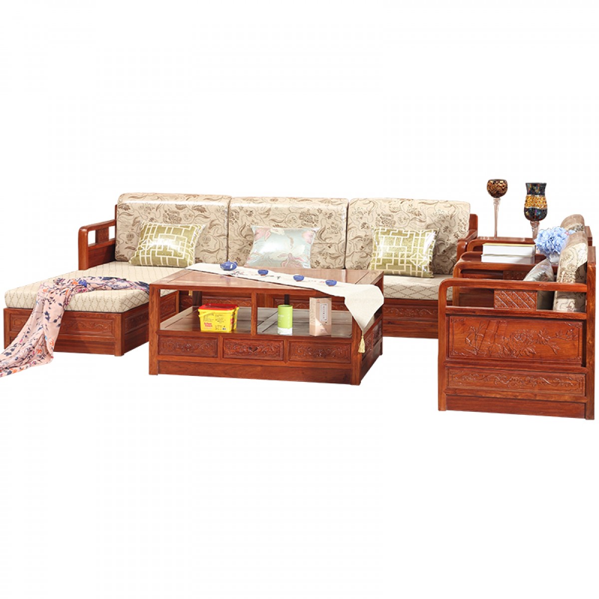 红木家具贵妃沙发全实木现代新中式木制客厅转角刺猬紫檀箱体组合