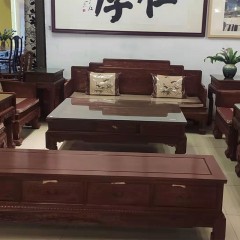 大果紫檀缅甸花梨木花开富贵沙发十件套客厅中式古典