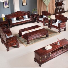 印尼黑酸枝阔叶黄檀红木沙发大款九五至尊中式实木整装客厅组合七件套