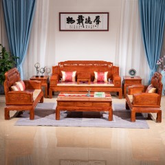刺猬紫檀东阳红木家具古典锦上添花全实木沙发客厅组合十四件套