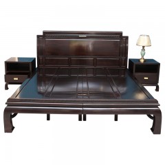 柬埔寨黑酸枝木床红木床双人2米床 新中式实木床古典婚床主卧家具