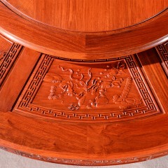 红木家具餐桌椅组合缅甸花梨木圆台大果紫檀大圆桌带转盘家用饭桌1.38米九件套