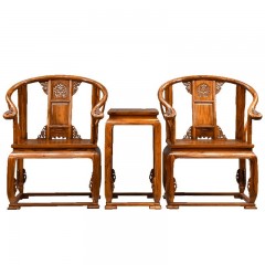 红木家具刺猬紫檀圈椅三件套实木中式椅子花梨木太师椅皇宫椅茶椅