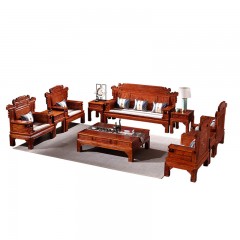 红木家具刺猬紫檀中式仿古财源滚滚沙发实木古典客厅花梨木六件套