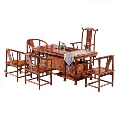 茶桌椅组合实木 中式牡丹茶桌办公室功夫茶桌红木家具泡茶茶台