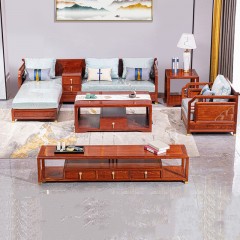 东阳红木刺猬紫檀家具新中式沙发贵妃转角简约实木组合客厅小户型清悦沙发