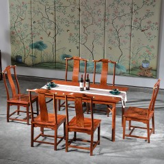 红木家具刺猬紫檀餐桌花梨木中式餐台餐椅中式明式锦泰餐桌