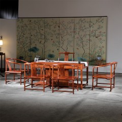 清悦红木茶桌茶桌椅组合套装中式功夫泡茶桌实木家具红酸枝木茶台