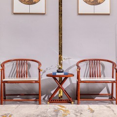 红木家具非洲花梨实木休闲椅 新中式椅仿古官帽椅组合中式椅子