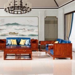 新中式实木沙发茶几组合套件刺猬紫檀红木原木客厅家具清风沙发123六件套