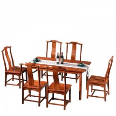 红木家具刺猬紫檀餐桌花梨木中式餐台餐椅中式明式锦泰餐桌