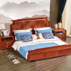 新中式实木床仿古明清古典红木1米8高箱储物雕花双人床清和床